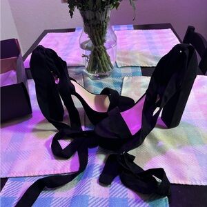 Black ankle wrap heels